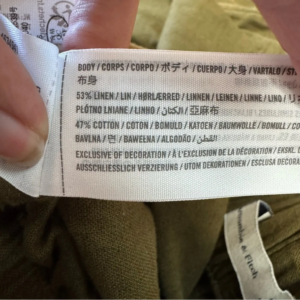 Abercrombie Linen Blend Pleated Wide Leg Pants Size M Green Neutral Minimal Work - Picture 5 of 9